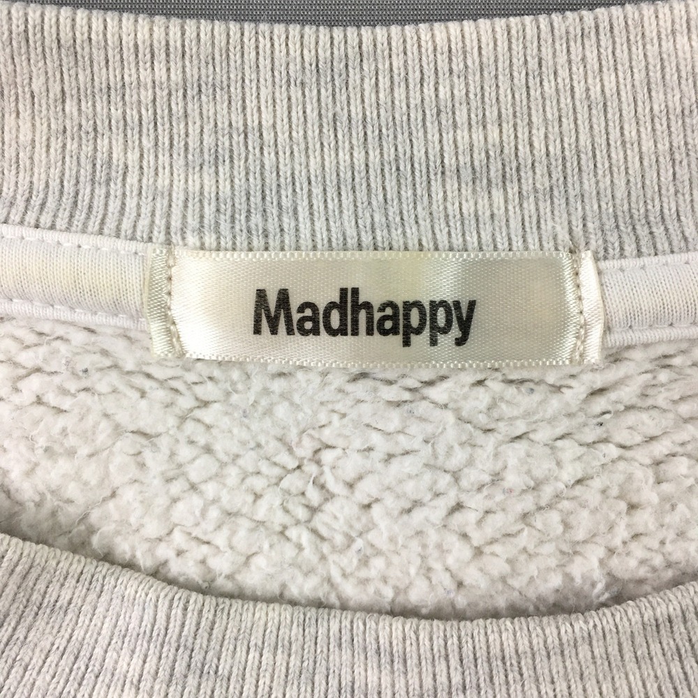 Madhappy Est 2017 Size M Peace Sign Graphic Crewneck Sweatshirt Grey Embroidery - Picture 2 of 16